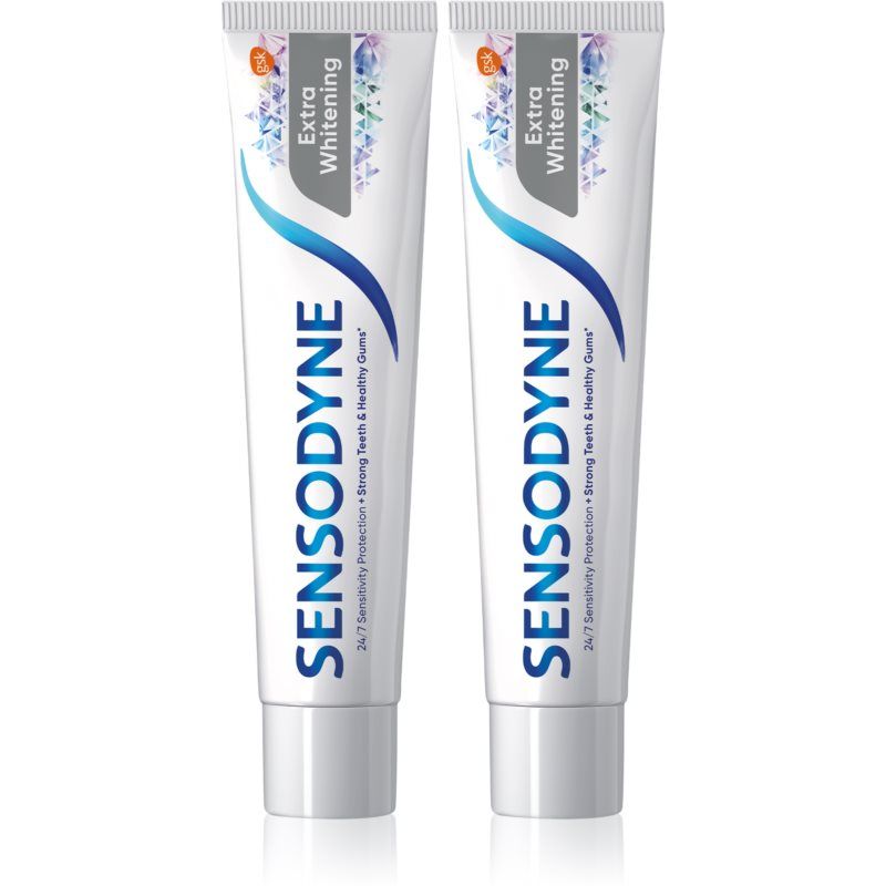 Sensodyne Extra Whitening Dentifrice Blanchissant Au Fluor Pour Dents Sensibles 2x75 Ml Blanc