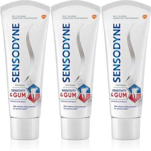 Sensodyne Sensitivity & Gum Whitening Dentifrice Blanchissant Protection Dents Et Gencives 3x75 Ml Blanc