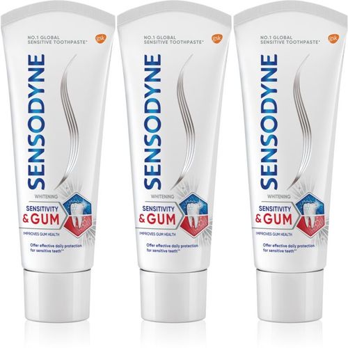 Sensodyne Sensitivity & Gum Whitening Dentifrice Blanchissant Protection Dents Et Gencives 3x75 Ml Blanc