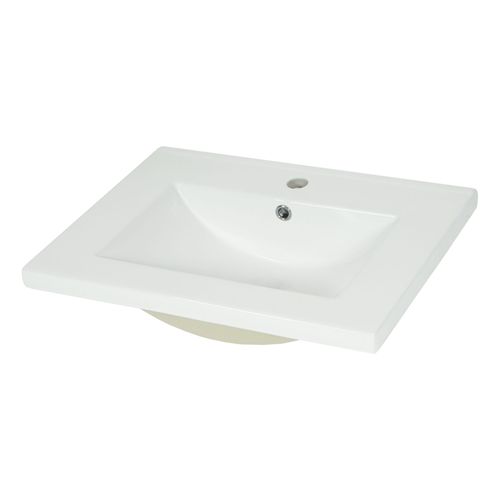Lavabo Hwc-D16, Lavabo À Main Salle De Bain, Céramique Rectangulaire Blanc   61cm 30mm Bord