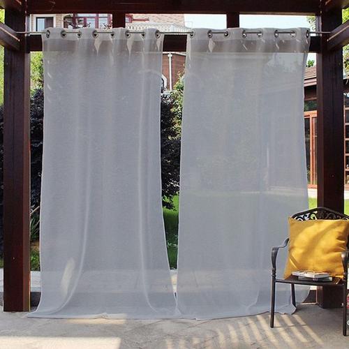 Rideau Gris 1pc L132xh274cm 1pc Grommet Haut Tonelle De Jardin Ideau Pergola Rideau D'extérieur Imperméable, Occultant, Pour Patio, Fenêtre, Voile À ¿Illets, Transparent Pour Gazébo, Pergola, Tonnelle De Jardin