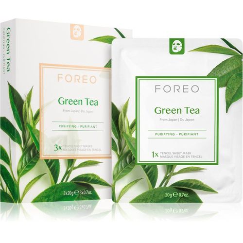 Foreo Farm To Face Sheet Mask Green Tea Masque Tissu Apaisant Pour Peaux Mixtes 3x20 Ml 