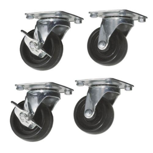 Kabalo Lot De 4 X Pivotant Heavy Duty Caoutchouc Noir 50 Mm (2 Pouces) Castor Roues / Caster (2 X Standard, 2 X Frein), La Capacité De Charge 40 Kg Par Roue 4 Roulettes Roues Pour Meuble Pivotantes