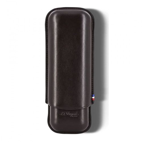 Etui Dupont Cuir Marron Pour 2 Cigares