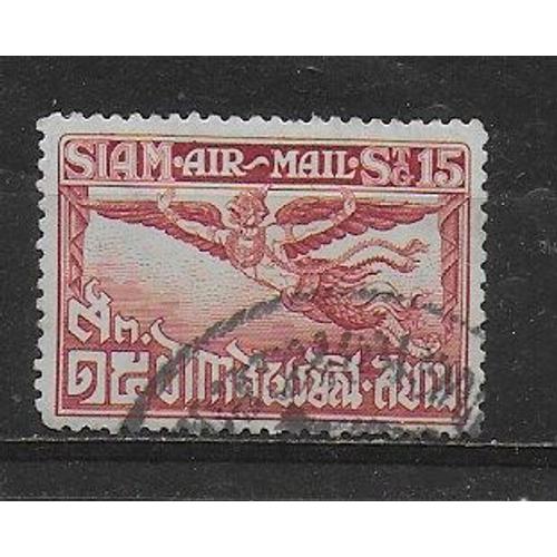 Siam Poste Arienne 1925 : Garuda - Timbre 15 S. Carmin Oblitéré
