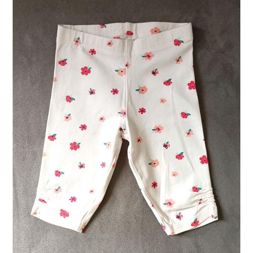 Legging Blanc A Fleurs Multicolore. C&a. Baby Club. 12 Mois. 80 Cm