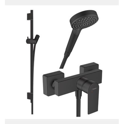 Hansgrohe - Pack mitigeur douche mécanique Vernis Shape + Barre Unica S Puro + flexible + Pommeau Vernis Blend Vario noir mat - Noir