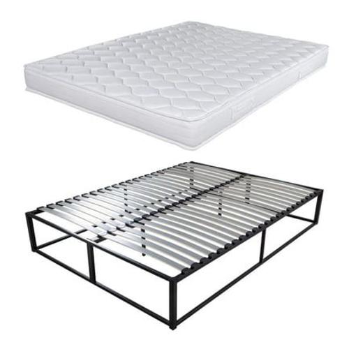 Ebac - Sommier Surélevé Kit K27 + Matelas Montana - Gris