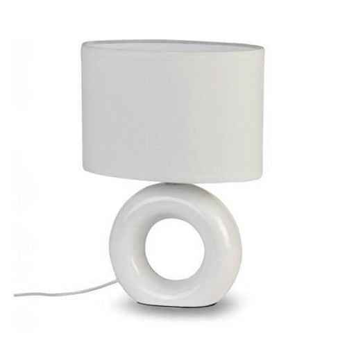 Xanlite - Mathias - Lampe À Poser Donut En Céramique Blanc, Compatible Culot E14, 40w - Lapdonutb - Blanc