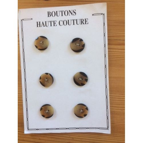 6 Boutons Marrons Et Noir - Type Animalier - 2 Cm