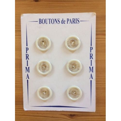 6 Boutons Ronds Beige Clair Et Beige Moyen 2,5 Cm
