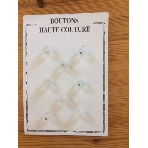 8 Boutons Boules Blanc Et Dore - 1cm