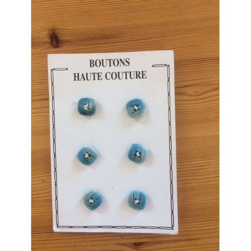 6 Boutons Carres Bleu Degrade - 1,5 Cm