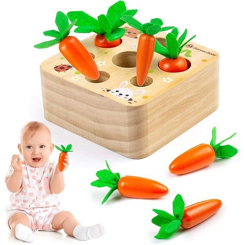 Montessori Jouet En Bois De Carotte, Jouets En Bois Pour Bébés À Partir De L'âge 1 An, Jouets D'habileté Sportive Pour Garçons Et Filles