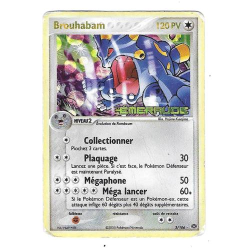 Brouhabam 3/106 - 120pv - Ex : Emeraude - Ultra Rare Carte Holo Pokemon Française (Avec Logo "Émeraude") -