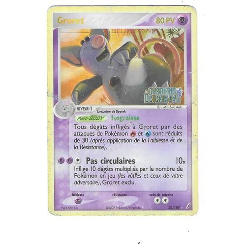 Groret 20 100 - 80pv - Ex Gardiens De Cristal - Ultra Rare Carte Holo Pokemon Française (Avec Logo "Ex Gardiens De Cristal")