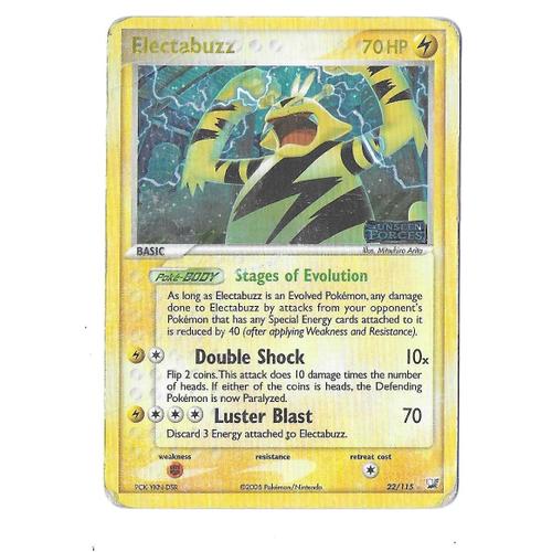 Electabuzz 22/115 70hp - Ex : Unseen Forces - Ultra Rare Holo "Cosmos" ("Étoile Argentée" + "Ex Unseen Forces" Stamp)