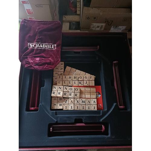 Scrabble plateau tournant lettre bois de luxe Mattel