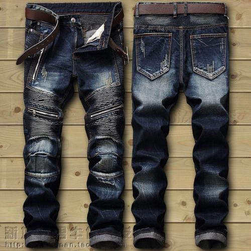 Mans Noir Extensible Jeans Slim Ajustement Chaud Forage Punk Streetwear Pantalon  Moto Homme Strass Lettre De Trou Denim Crayon Pantalon