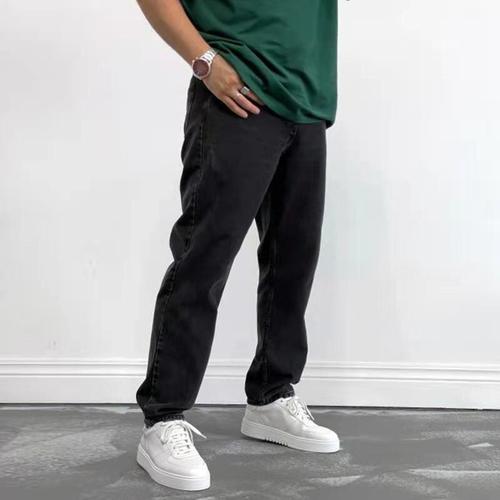 Jean Baggy de marque pour homme, pantalon droit et large avec poches  latérales, vêtement noir de Jogging, style Hip Hop