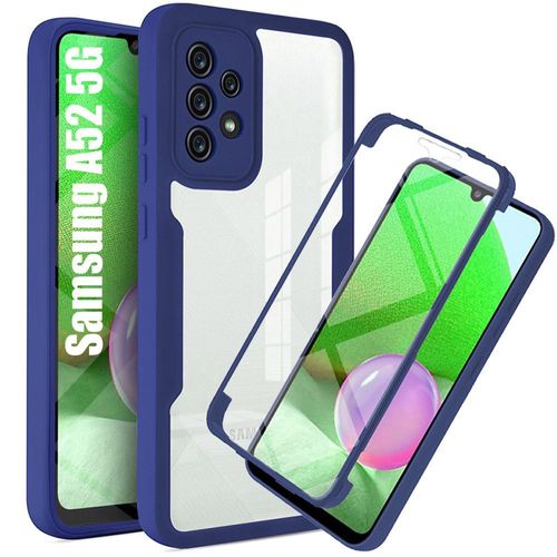 Coque Pour Samsung A52 5g (6.5'') Bleu Marine Protection 360 Degre Integrale Rigide Bordure Renforcee Solide