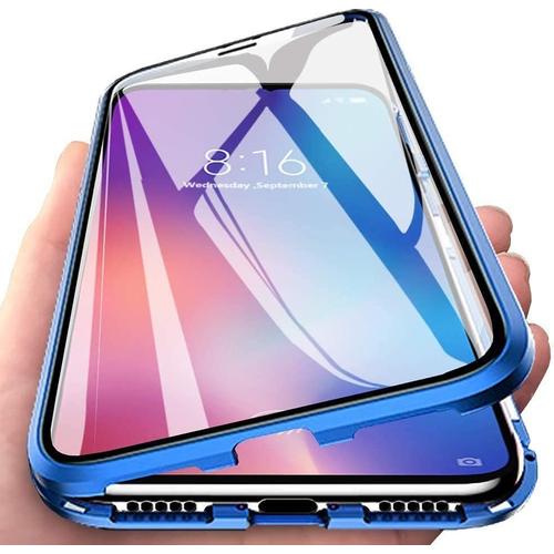 Coque Pour Samsung A52 (6.5'') Bleu Integrale Chrome Bordure Dure Solide Anti-Rayure Rigide