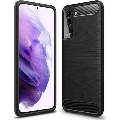 Coque Pour Samsung S21 Plus (6.7'') Noir Souple Elegante Anti-Choc Effet Fibre Carbone