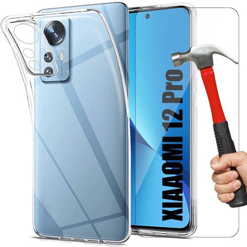 Lot De 2 Verres Trempes+ Coque Pour Xiaomi 12 Pro (6.73'') Lisse Souple Antichoc Transparente