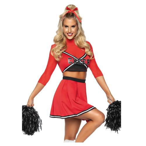 Déguisement Luxe Pompom Girl Rouge Femme - Taille: S/M (38-40)