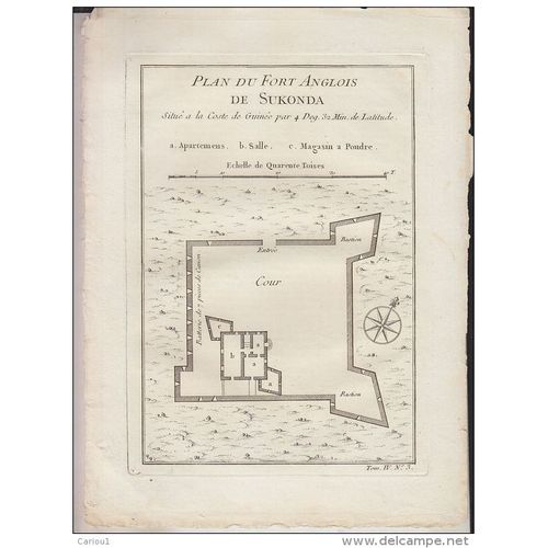 Nicolas Bellin Plan Du Fort Anglois De Sukonda 1748 Ghana Original Afrique