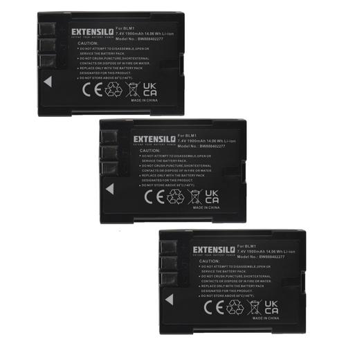 EXTENSILO 3x Batteries compatible avec Olympus E-1, E-3, E-30, E-300, E-330, E-500, E-510 appareil photo, reflex numérique (1900mAh, 7,4V, Li-ion)