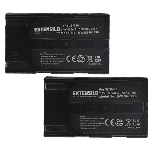 EXTENSILO 2x Batteries compatible avec Samsung VP-D362, VP-D364W, VP-D371, VP-D371W, VP-D451, VP-D453, VP-D453i caméra vidéo caméscope (800mAh, 7,4V, Li-ion)