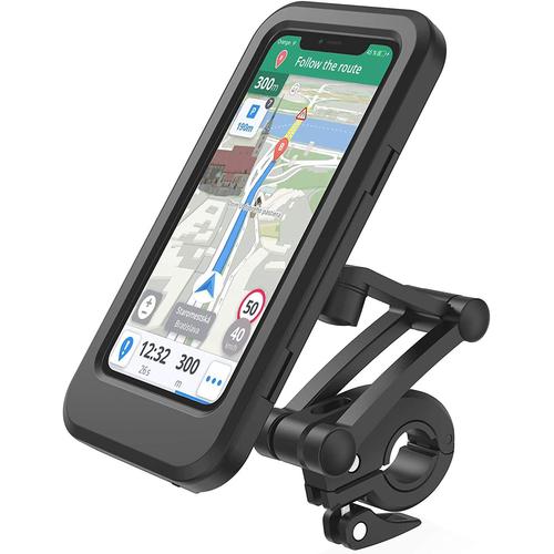 Support téléphone portable vélo, support smartphone étanche avec écran  tactile, orientable à 360°, réglable en hauteur pour iPhone Samsung Galaxy  Huawei à 6,7 pouces, compatible vélo moto, noir