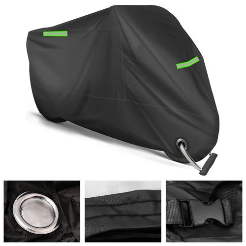Motorcycle Cover Waterproof Sun Outdoor Protection Durable Night Reflective With Lock-Holes Fits Up To 96.5" Moto Vehicle Cover