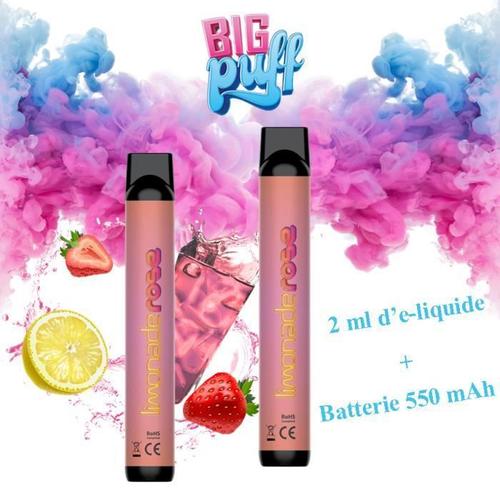 BIG PUFF - 2 cigarettes électroniques jetables Limonade Rose 20 mg