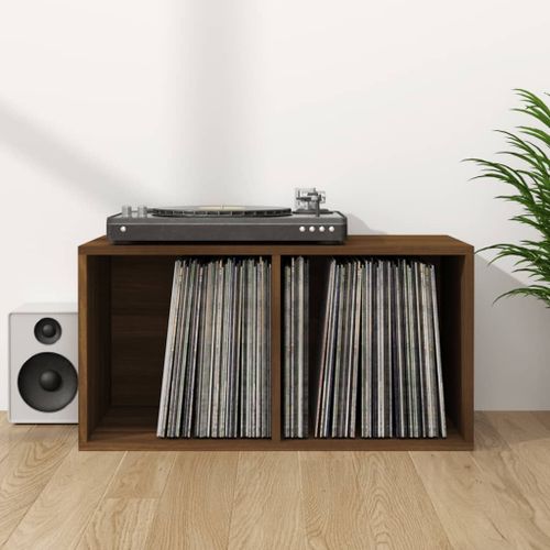 vidaXL Boîte de rangement de vinyles Chêne marron 71x34x36 cm