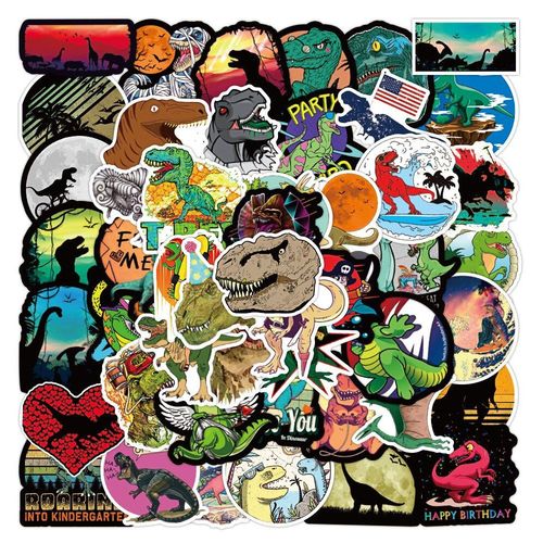 Autocollant Graffiti Autocollant En Pvc, Étiquette Scrapbook, Décoration Esthétique, Dinosaure Paradis, Accessoires De Papeterie Pour Enfants, 50 Pièces