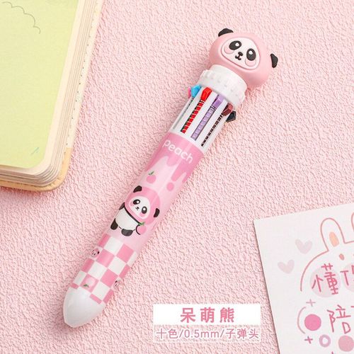 Presse Ours Pêche Mignon 10 Couleurs, 1 Pièce, Stylo À Bille À Encre, Pointe De Balle 0.5mm, Papeterie Pour Enfants De Bureau, Fournitures Scolaires Pour Écrire Et Peindre