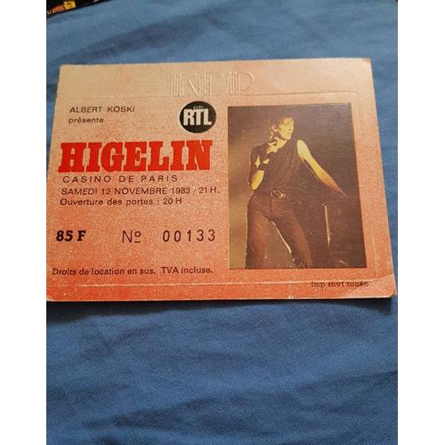 Ticket Concert Higelin Casino De Paris 1983