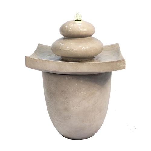 Fontaine De Jardin Cascade Extérieur Chute D?Eau Lumière Led Et Pompe Gris Clair Teamson Home Vfd8402-Eu