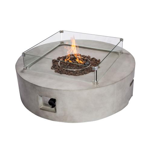 Teamson Home Outdoor 42 Pouces Round Light Concrete Propane Gas Fire Pit