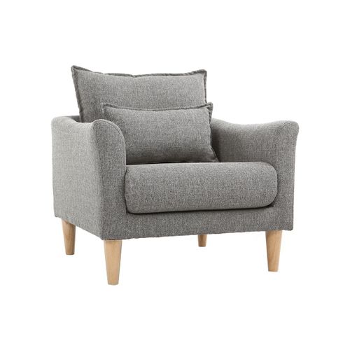 Fauteuil Scandinave En Tissu Gris Et Hévéa Massif Kate