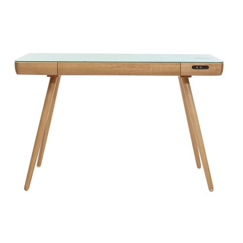 Bureau Connecté Multimédia En Verre Et Bois Clair Clever