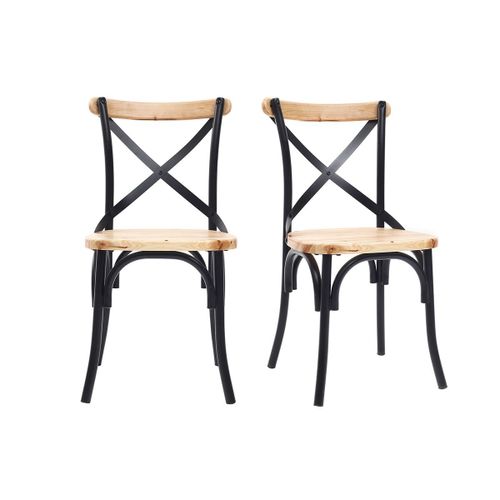 Chaises Industrielles En Métal Noir Et Bois (Lot De 2) Jake