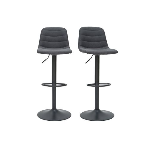 Tabourets De Bar Réglables Tissu Et Métal Gris Foncé (Lot De 2) Saury