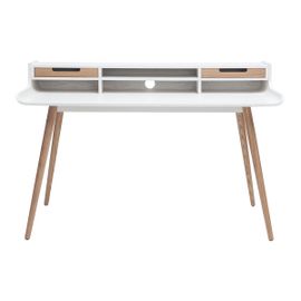 Bureau Scandinave Bois Et Blanc 2 Tiroirs L140 Cm Opus