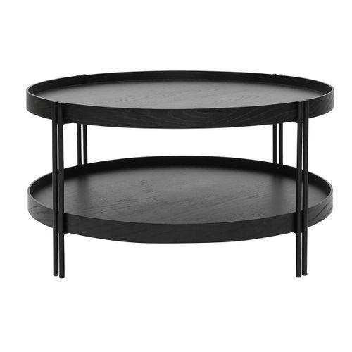 Table Basse Ronde Finition Chêne Noir Et Métal D80 Cm Twice