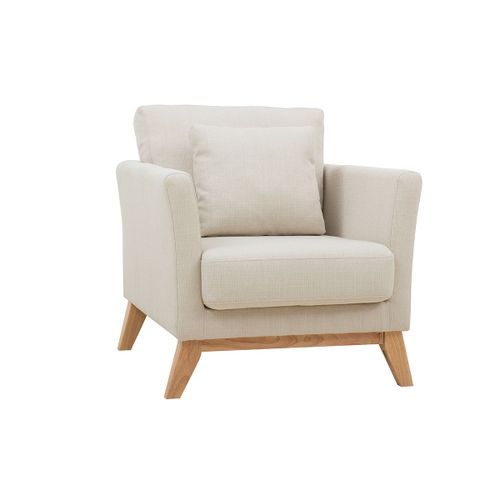 Fauteuil Scandinave D?Houssable Tissu Beige Oslo