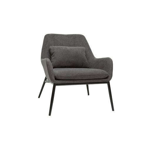 Fauteuil Design Tissu Effet Velours Gris Fonc? Et M?Tal Noir Maxine