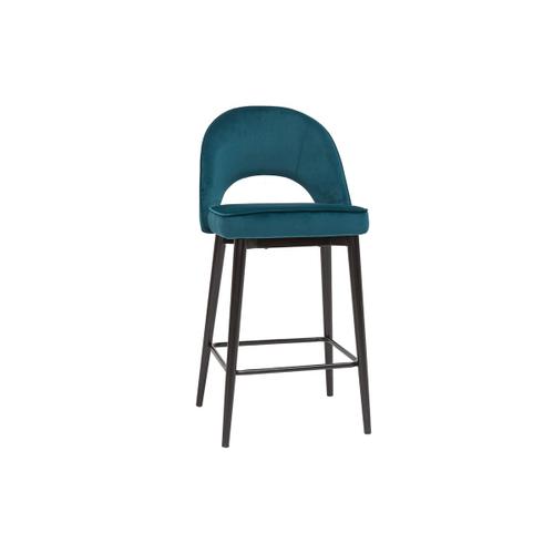 Tabouret De Bar Design En Velours Bleu Pétrole Et Métal H69 Cm Bellerose